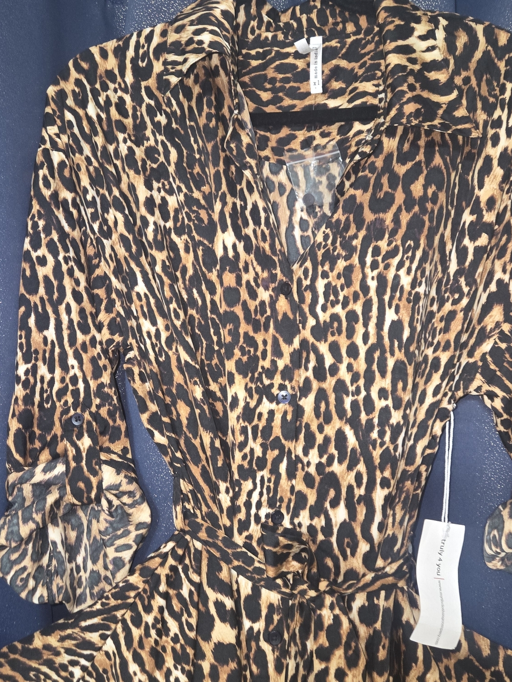 Leopard Print Maxi Shirt Dress - Brown & Black - Picture 3 of 8